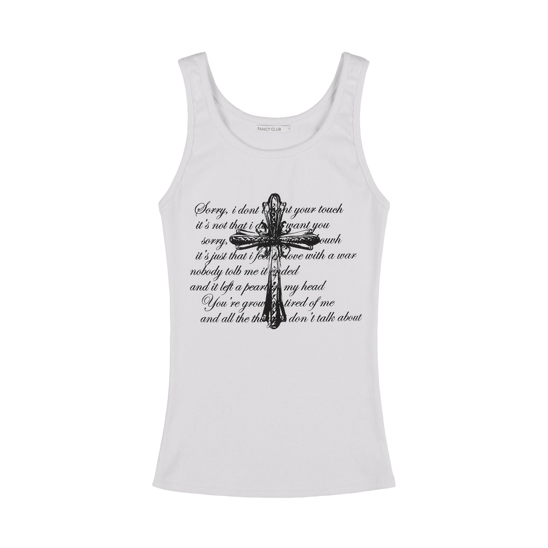 (W) 팬시 클럽 프론트 크로스 슬리브리스 화이트((W) Fancy Club Front Cross Sleeveless White)