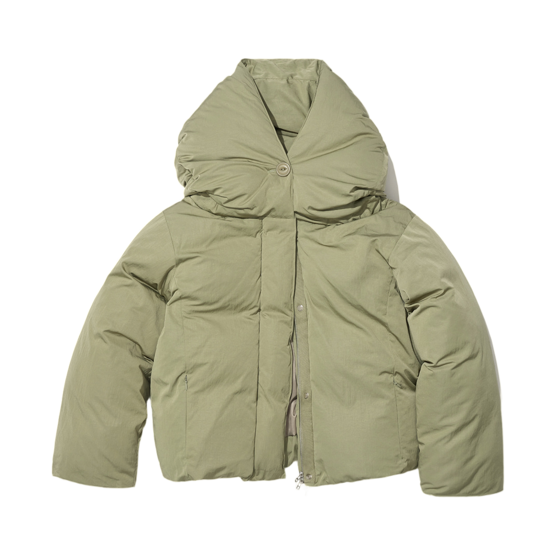 (W) 파르티멘토 3M 신슐레이트 와이드 숄 칼라 파카 라이트 카키((W) Partimento 3M Thinsulate Wide Shawl Collar Parka Light Khaki) - 1
