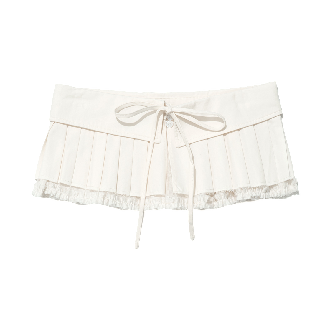 (W) 파르티멘토 턴 오버 플리츠 랩 스커트 화이트((W) Partimento Turn Over Pleated Wrap Skirt White) - 1