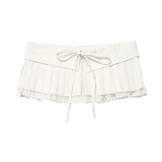 (W) Partimento Turn Over Pleated Wrap Skirt White
