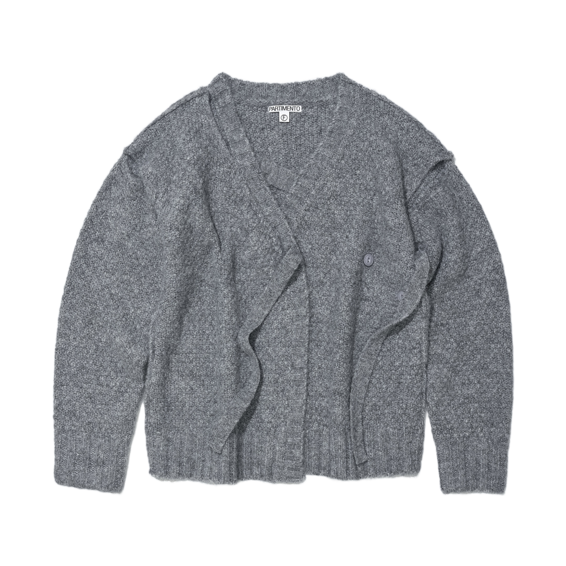 (W) 파르티멘토 컷아웃 랩 니트 가디건 멜란지((W) Partimento Cut-Out Wrap Knit Cardigan Melange)