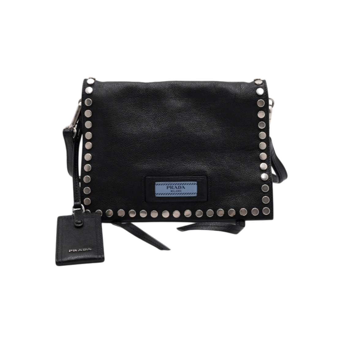 프라다 1BD082 블랙 레더 스터드 에티켓 여성 숄더백 겸 크로스백aa64083(Prada 1BD082 Black Leather Studded Etiquette Shoulder Crossbody Bag)