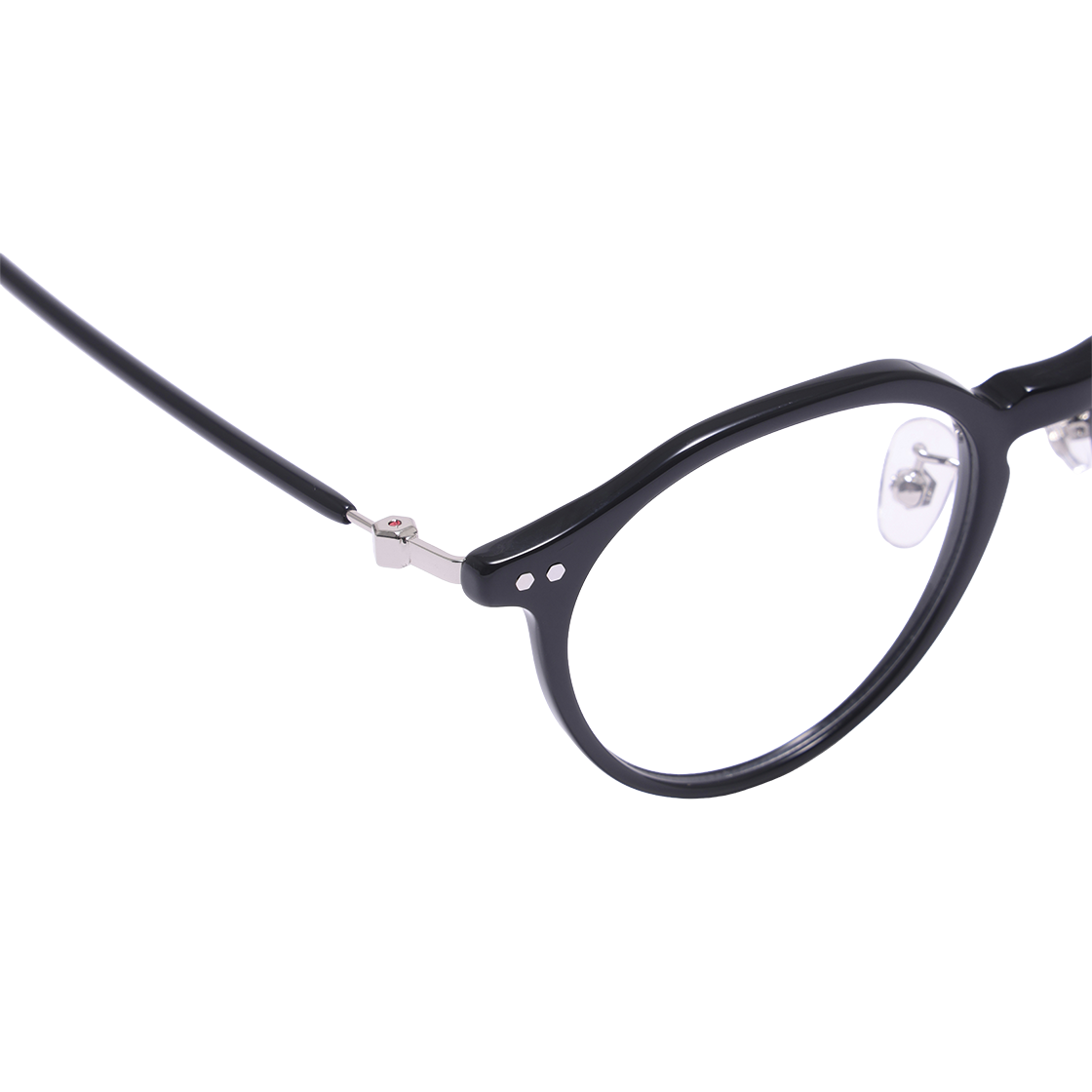 알로아이웨어 [SILVERBITE] SBG7605 0909G HD ACETATE 초경량 고밀도 아세테이트 블랙 판토 안경테(ALO EYEWEAR [SILVERBITE] SBG7605 0909G HD ACETATE ultra-light high-density acetate black panto eyeglass frame) - 4