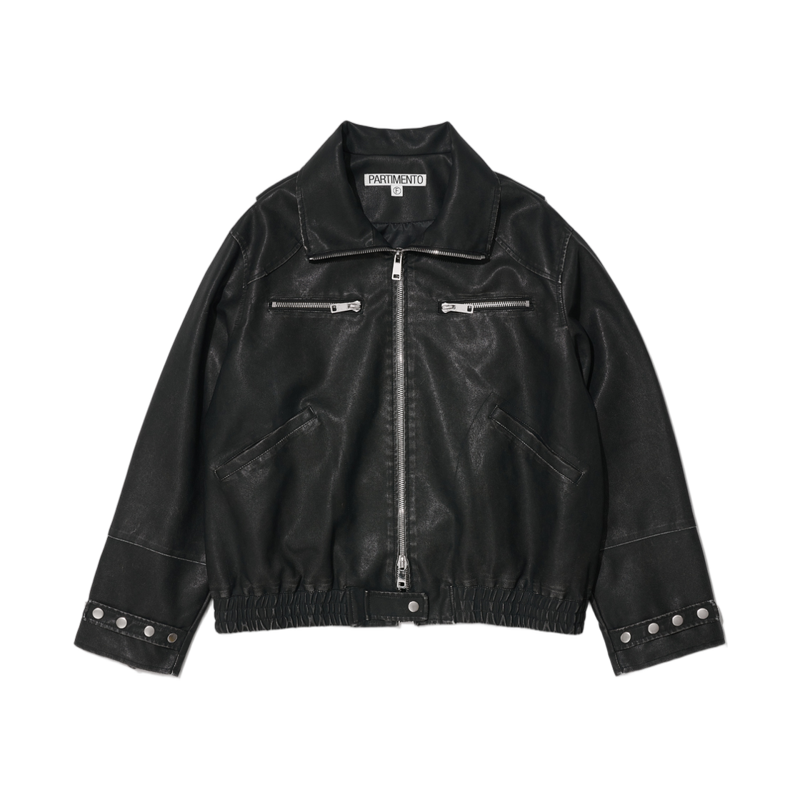 (W) 파르티멘토 워시드 레더 봄버 자켓 블랙((W) Partimento Washed Leather Bomber Jacket Black)