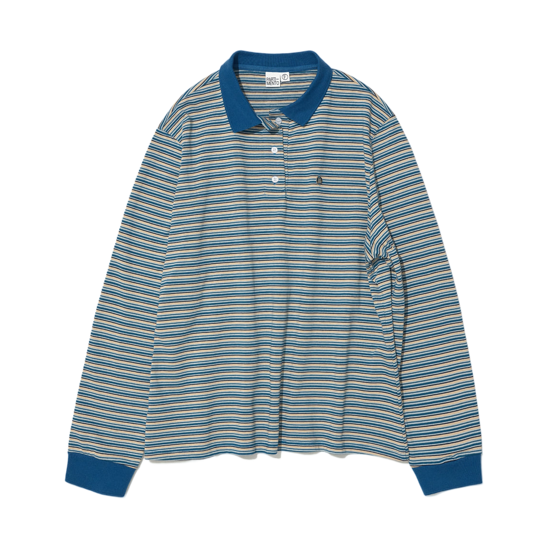 PW-2551TL (W) Partimento Stripe Long Sleeve Polo T-Shirt Teal