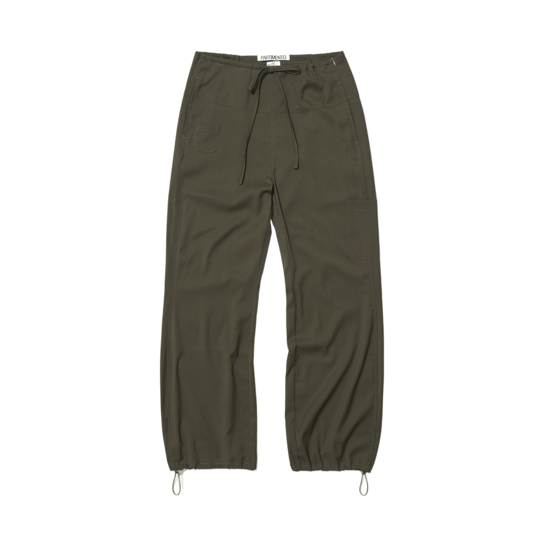 (W) 파르티멘토 드로우스트링 라운딩 슬랙스 카키 브라운((W) Partimento Drawstring Rounding Slacks Khaki Brown) - 1