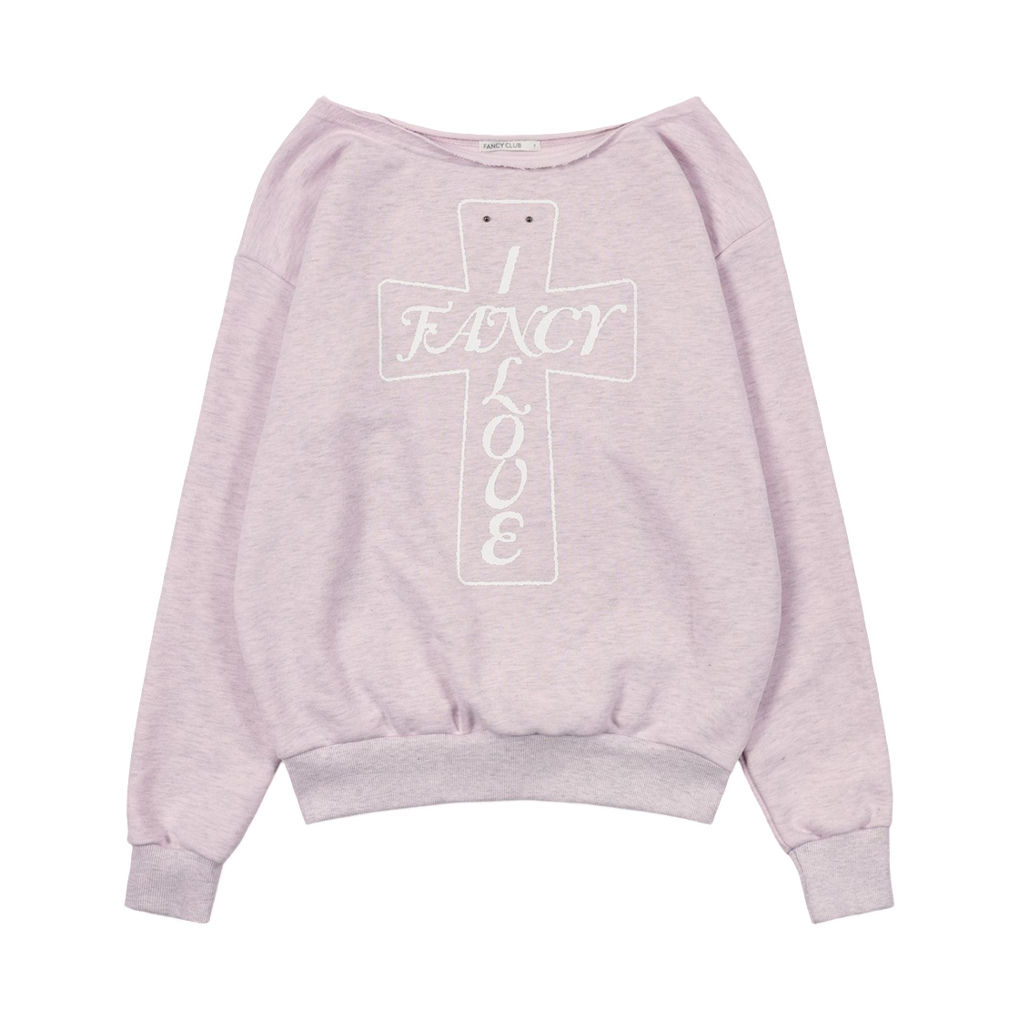 (W) 팬시 클럽 프로스 오프 숄더 스웨트셔츠 핑크 멜란지((W) Fancy Club Fross Off Shoulder Sweatshirt Pink Melange)