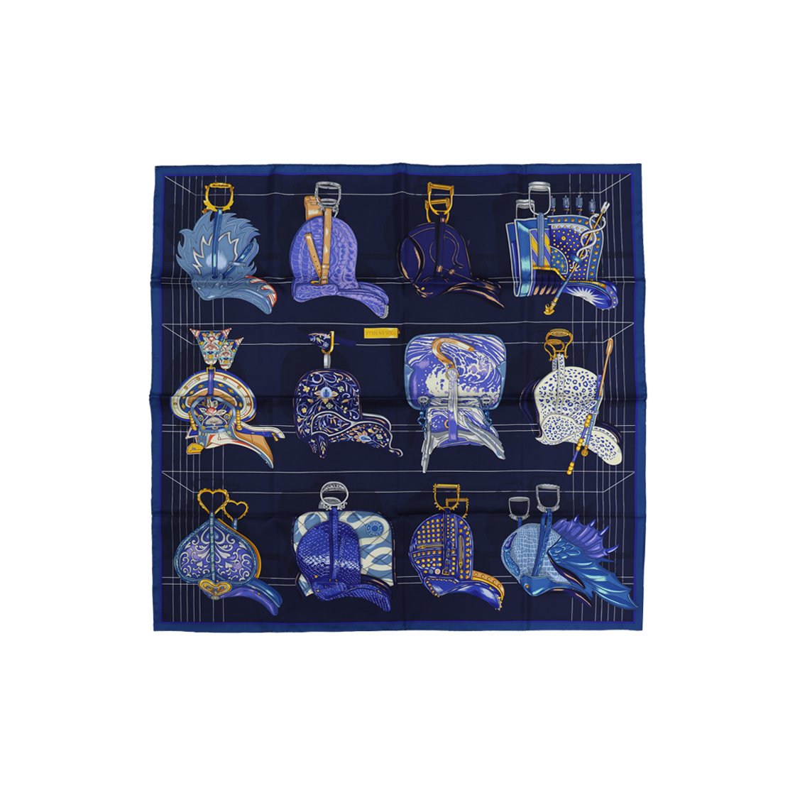에르메스멀티컬러 실크 LES FLOTS DU CHEVAL 스퀘어 가브로쉬45 스카프