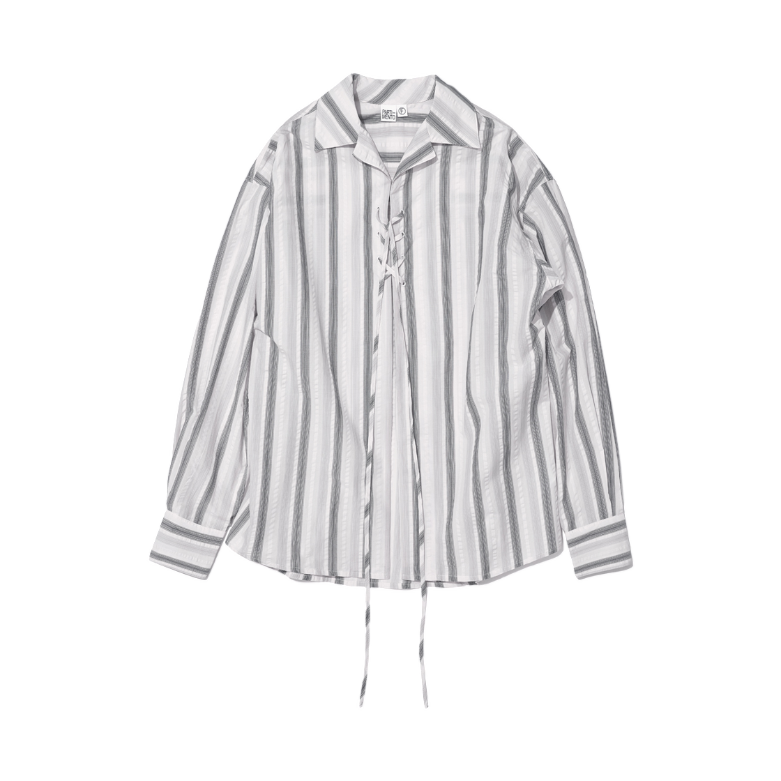 (W) 파르티멘토 레이스 업 오버 셔츠 그레이((W) Partimento Lace Up Over Shirt Grey) - 1