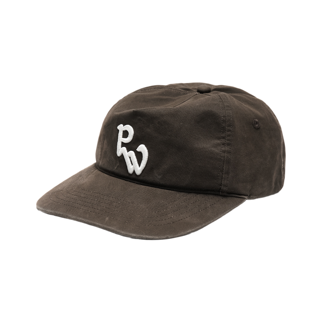 (W) 파르티멘토 워시드 PW 자수 그랜대드 캡 카키 브라운((W) Partimento Washed PW Embroidered Grandad Cap Khaki Brown)