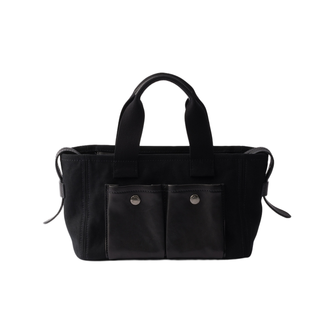 프라다 루트 미디움 캔버스 앤 레더 토트백 블랙(Prada Route Medium Canvas and Leather Tote Bag Black) - 2