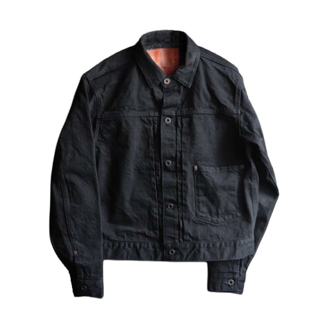 블랙 사인 15온즈 블랙 데님 플리츠 자켓 딥 블랙(Black Sign 15oz Black Denim Pleats Jacket Deep Black) - 1