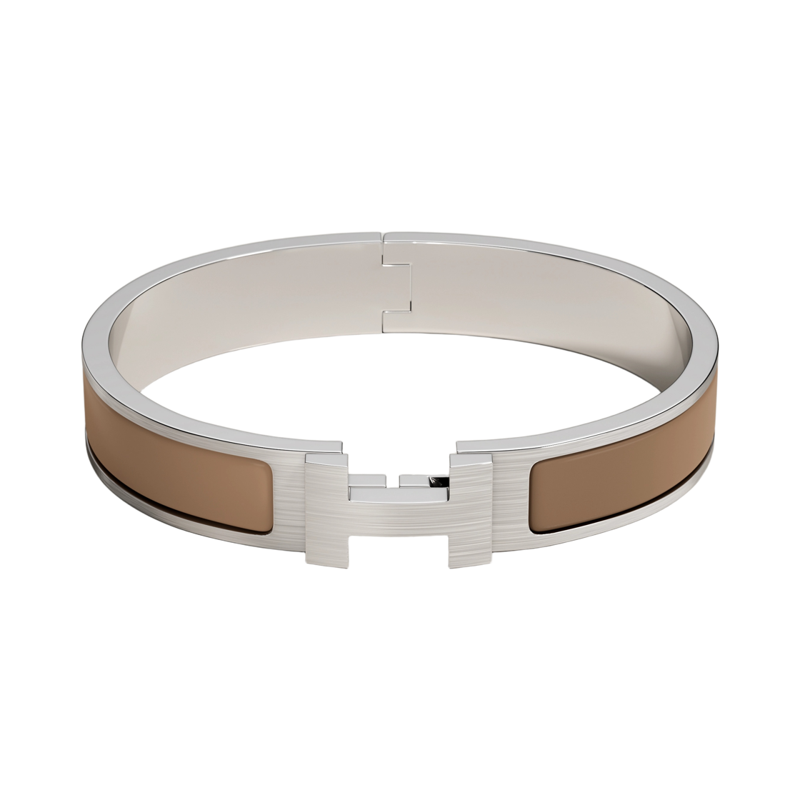 H703203FB1O Hermes Clic HH Brushed Palladium & Chestnut Mat