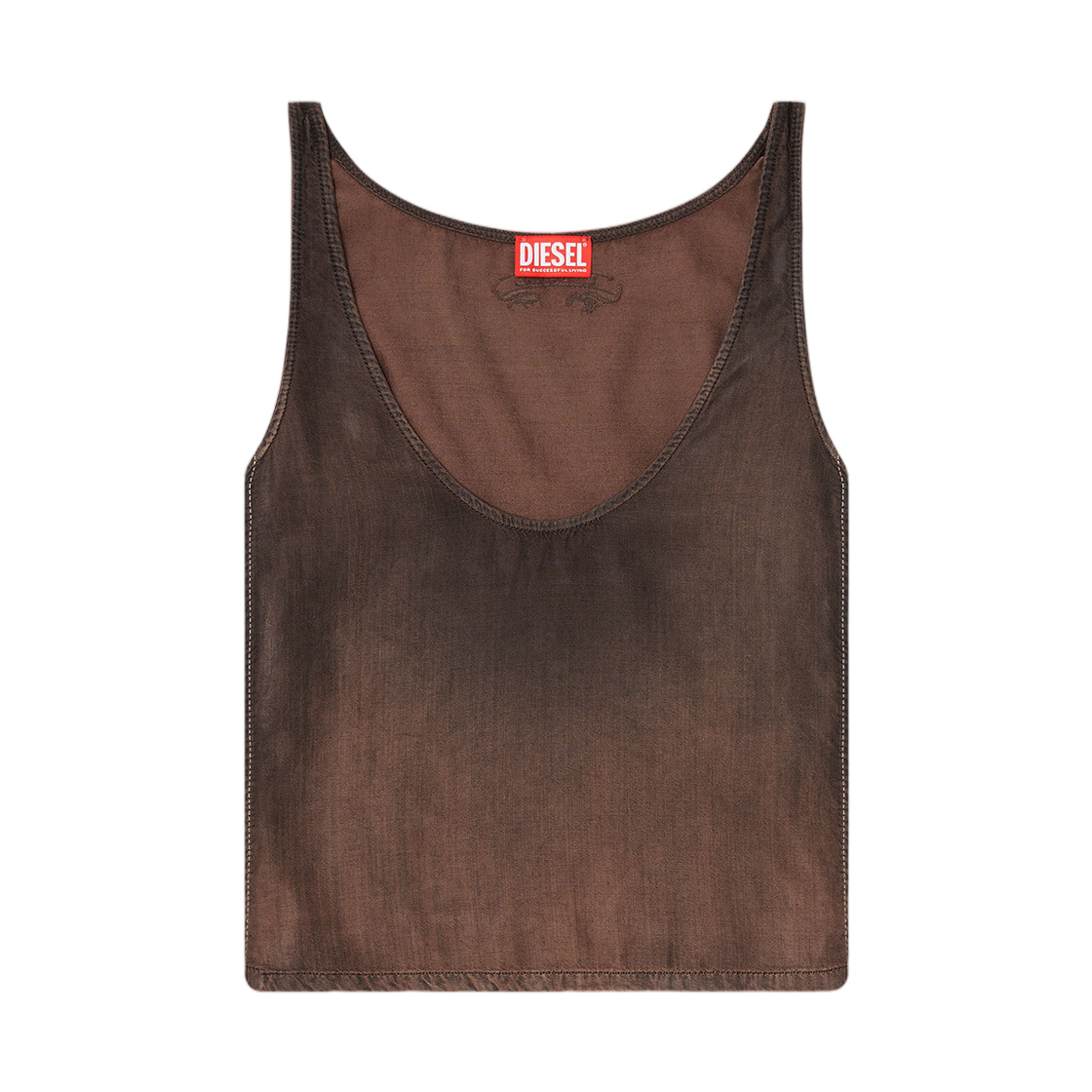A23282068YF-02 (W) Diesel Tank Top In Fluid Coated Denim Brown