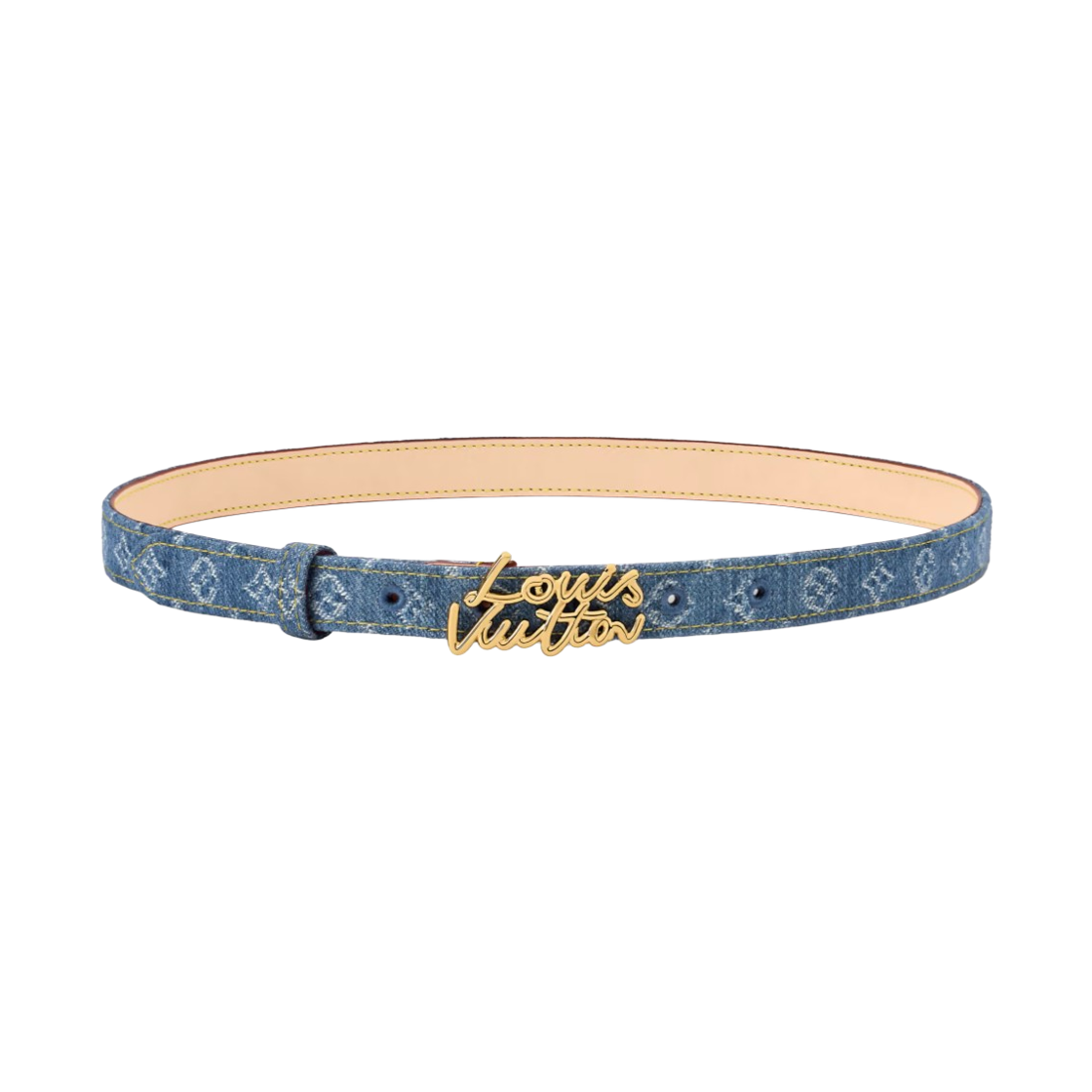(W) 루이비통 LV 스크립트 20mm 벨트 데님 블루((W) Louis Vuitton LV Script 20mm Belt Denim Blue) - 1