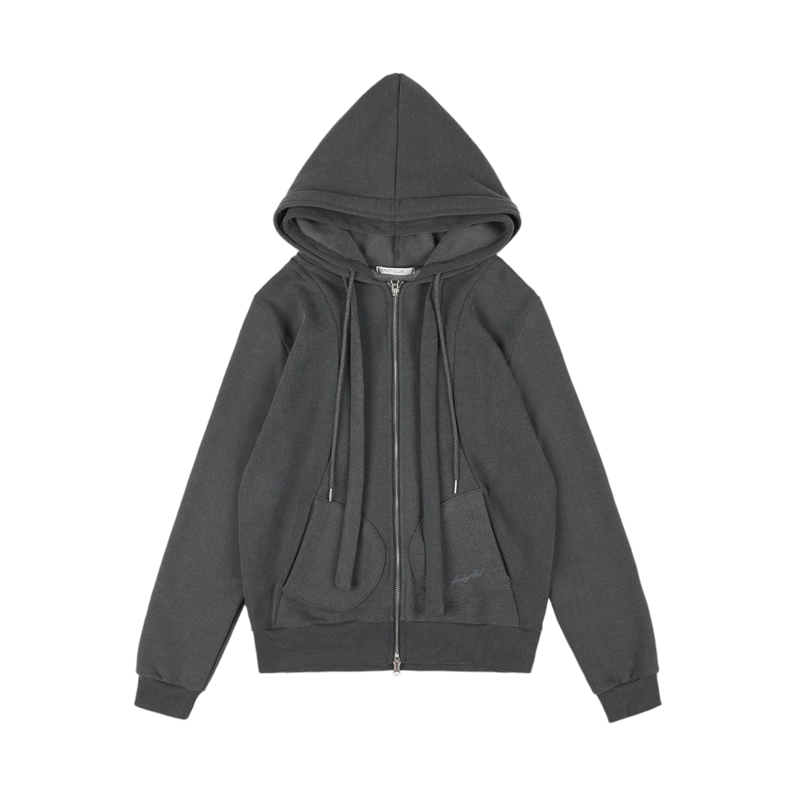 (W) 팬시 클럽 다이워시 레이어드 후드 집업 그레이((W) Fancy Club Dye Wash Layered Hoodie Zip Up Gray)