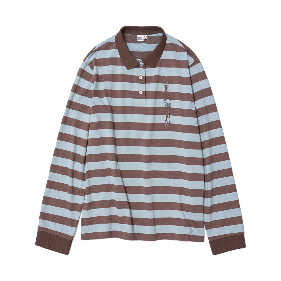 PW-25129BR (W) Partimento Team 76 Patch Stripe Polo T-Shirt Brown
