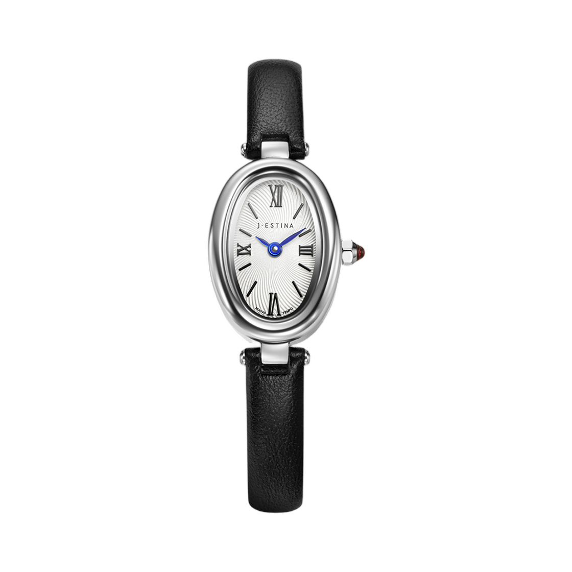 (W) 제이에스티나 베로나 오발 레더 워치 블랙((W) J.Estina Verona Oval Leather Watch Black)
