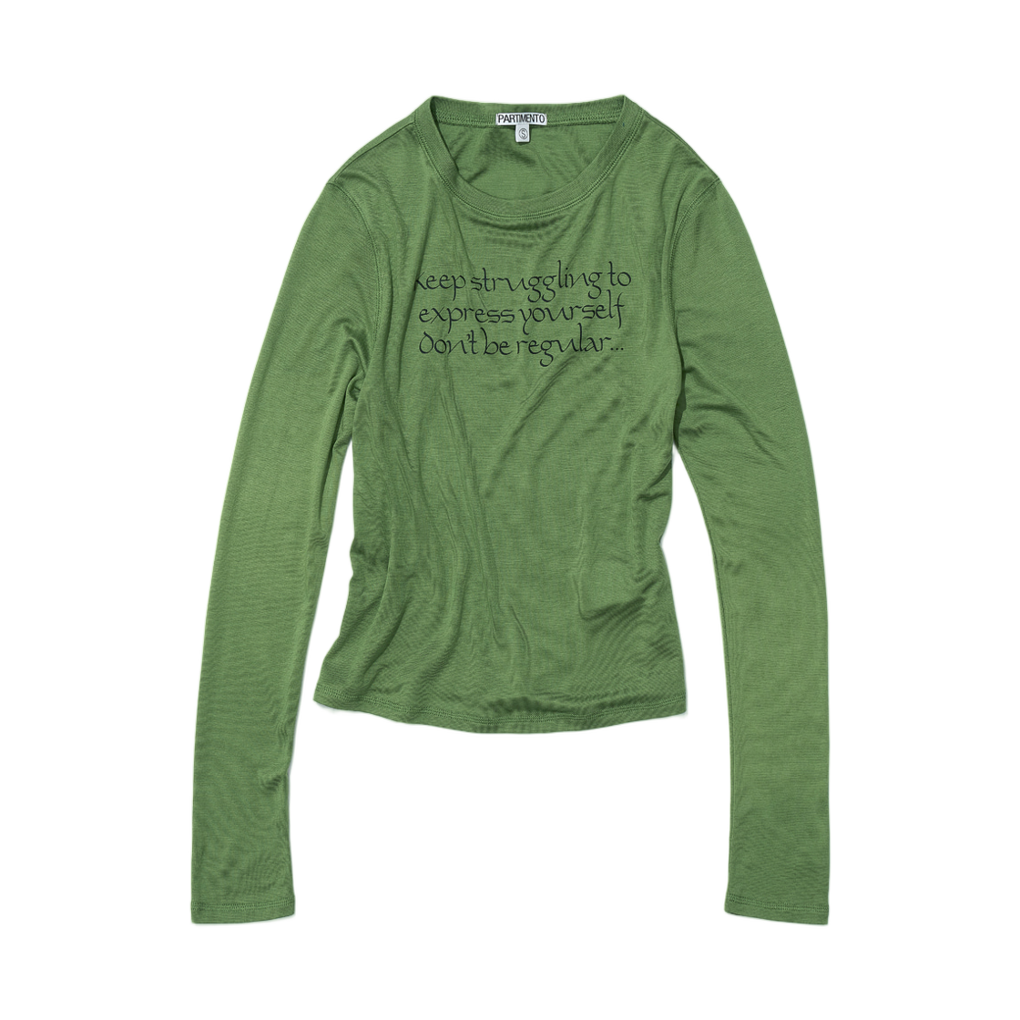 (W) 파르티멘토 DBR 슬로건 프린티드 롱슬리브 티셔츠 그린((W) Partimento DBR Slogan Printed Long Sleeve T-Shirt Green) - 1