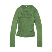 (W) Partimento DBR Slogan Printed Long Sleeve T-Shirt Green