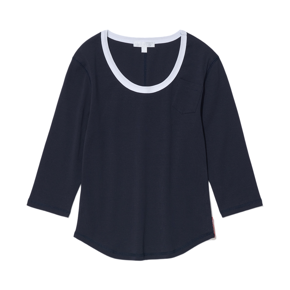 (W) 파르티멘토 PWC 라운드 넥 쓰리쿼터 슬리브 티셔츠 네이비((W) Partimento PWC Round Neck Three Quarter Sleeve T-Shirt Navy)