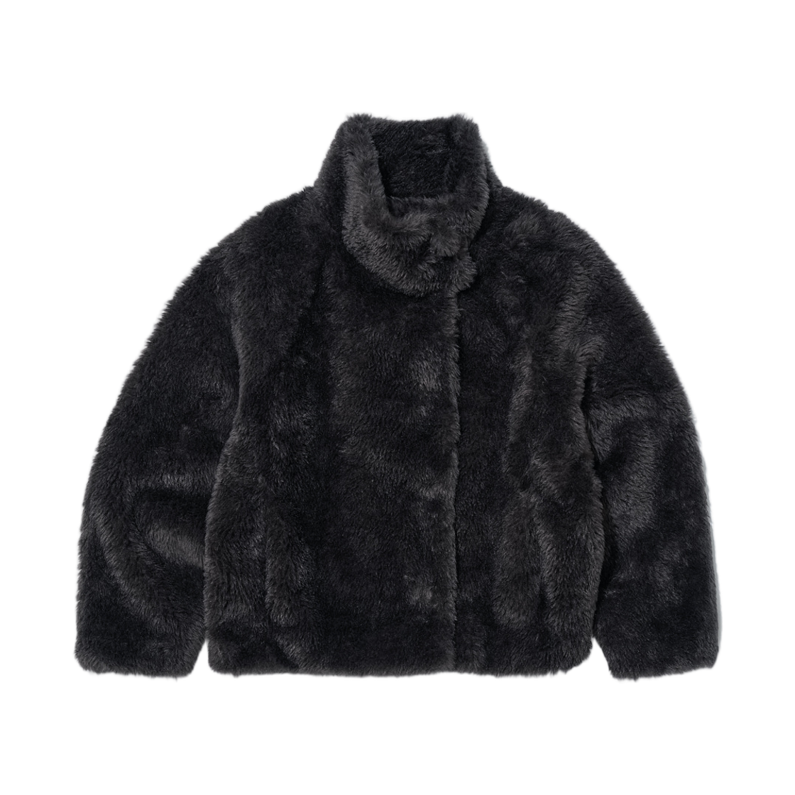(W) 파르티멘토 코쿤 하이 넥 퍼 자켓 차콜((W) Partimento Cocoon High Neck Fur Jacket Charcoal)