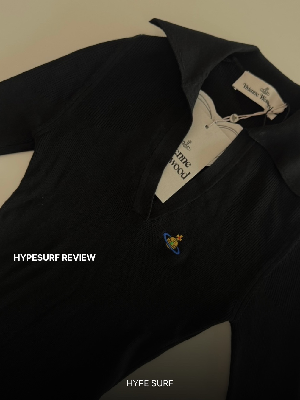 (W) Vivienne Westwood Orb Logo Cotton Polo Shirt Black 착용 스타일 - 3