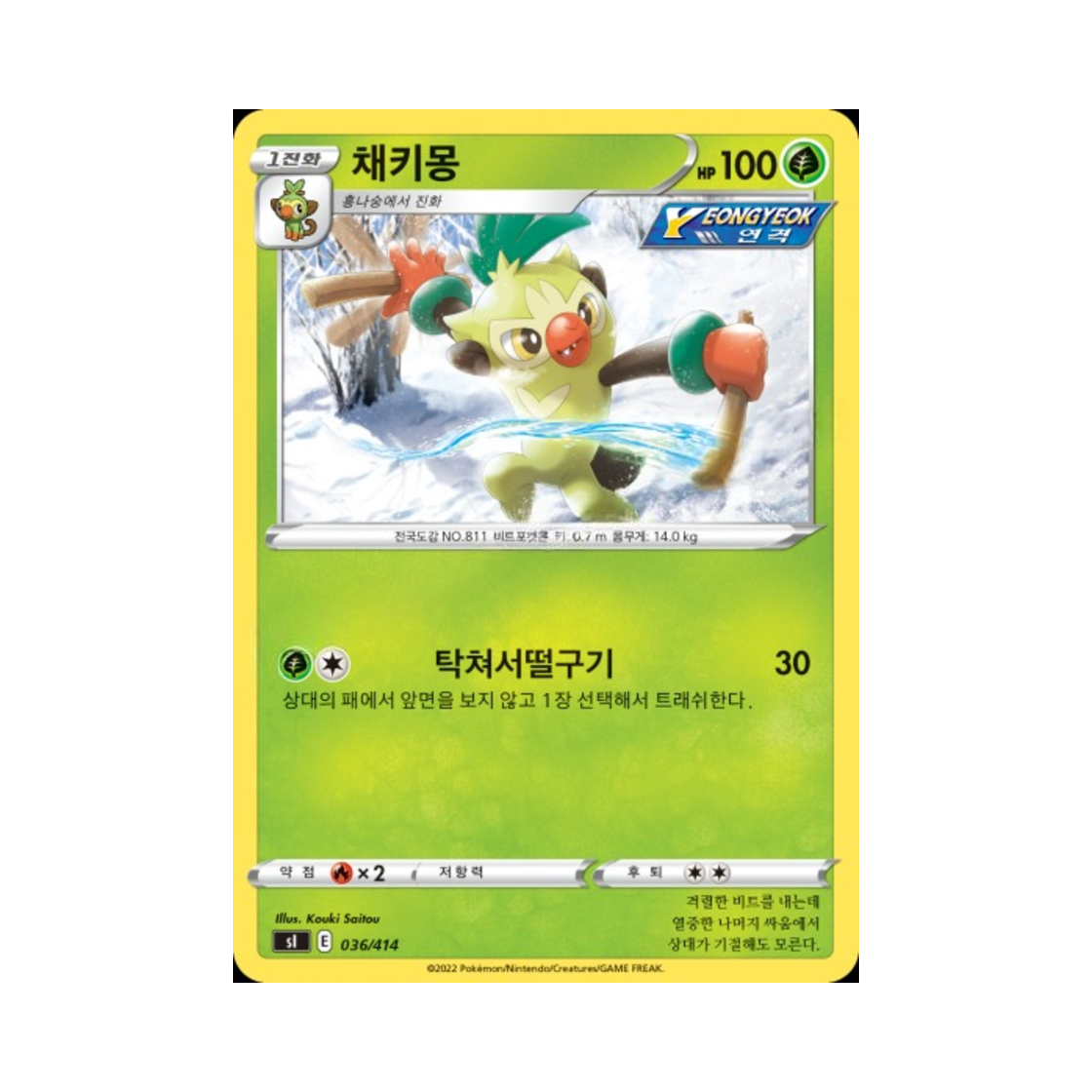 포켓몬 TCG 채키몽 소드&실드 스타트 덱 100 (한글판)(Pokemon TCG Thwackey Sword & Shield Start Deck 100 (Korean Ver.)) - 1