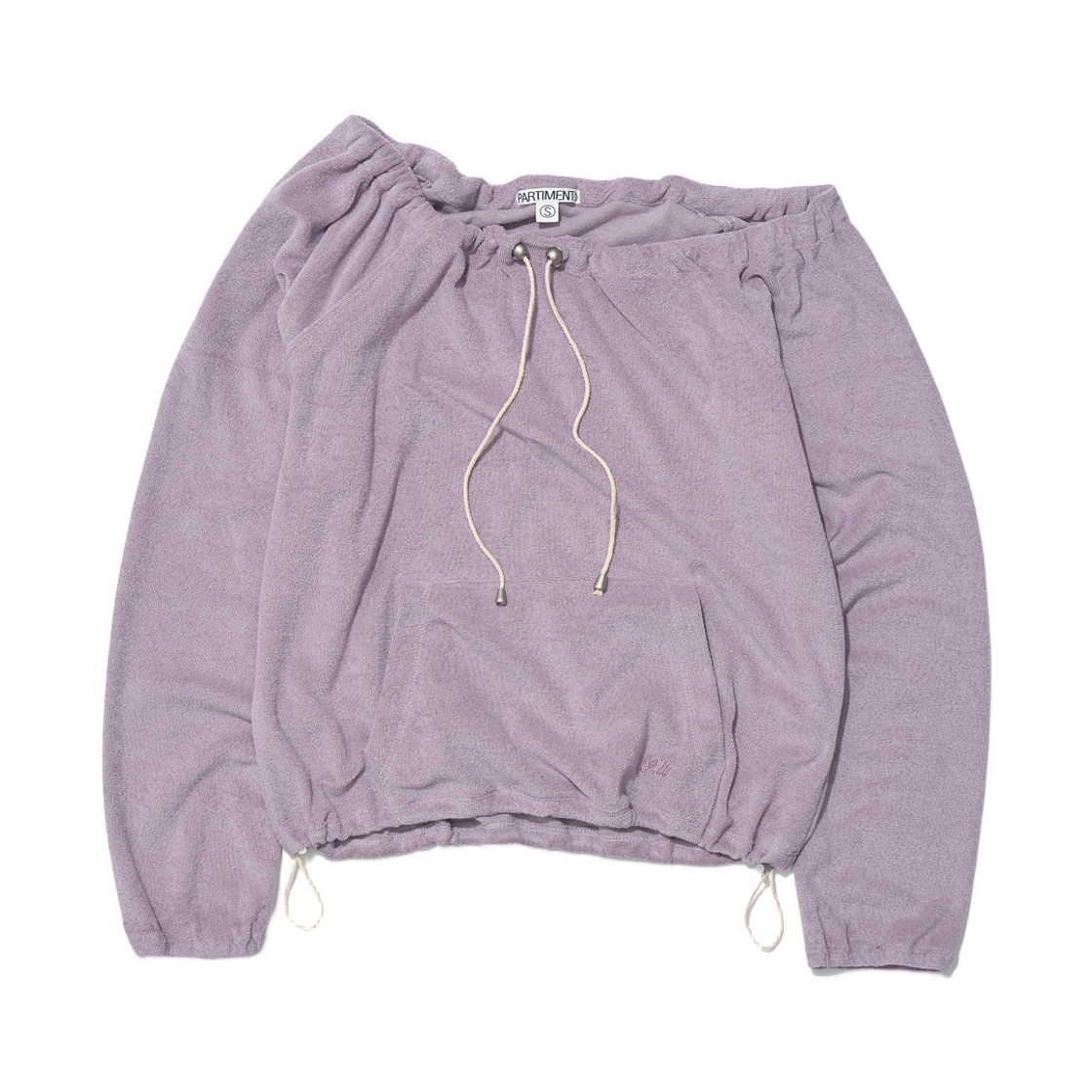 (W) 파르티멘토 테리 드로우스트링 오프숄더 탑 더스티 플럼((W) Partimento Terry Drawstring Off Shoulder Top Dusty Plum)