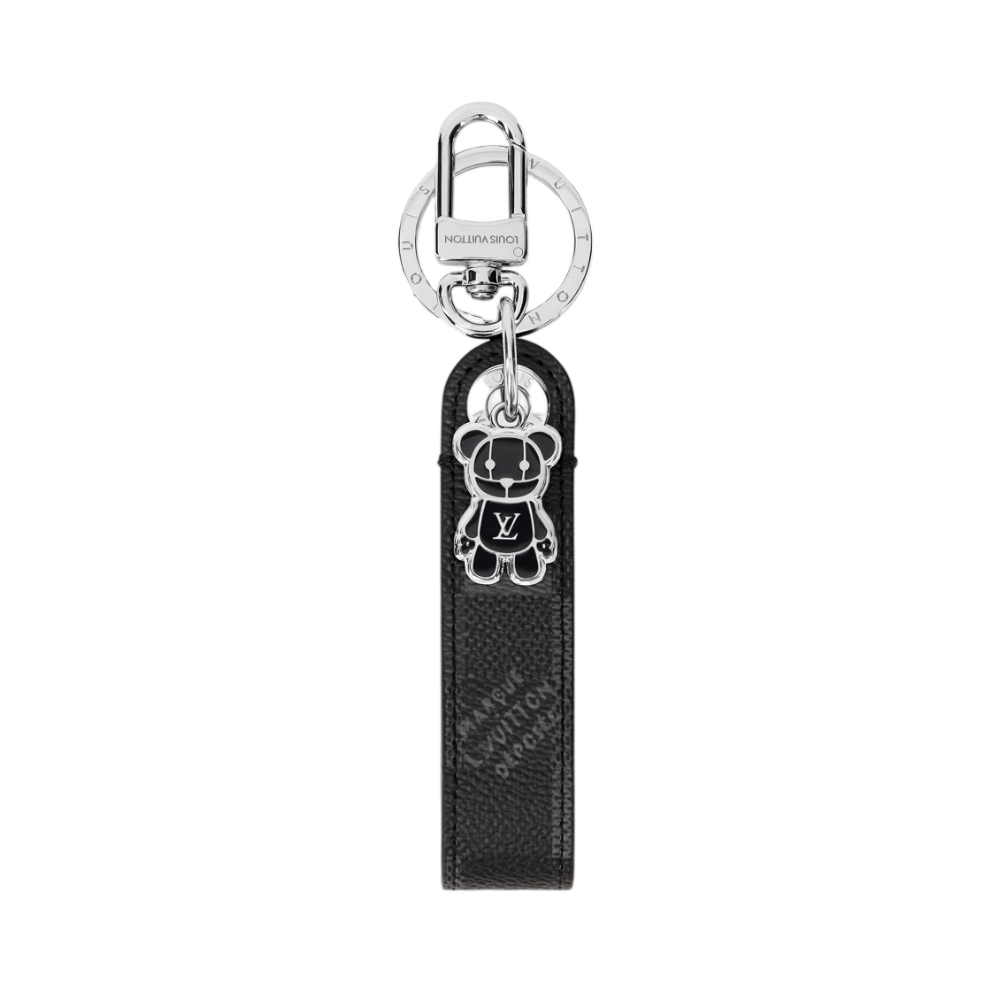 M04068 Louis Vuitton LV Louis Bear Dragonne Key Holder & Bag Charm Damoflage Denim Black