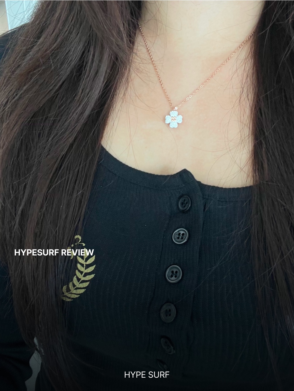 (W) Swarovski Latisha Pendant Pink Rose Gold Plated 착용 스타일 - 2