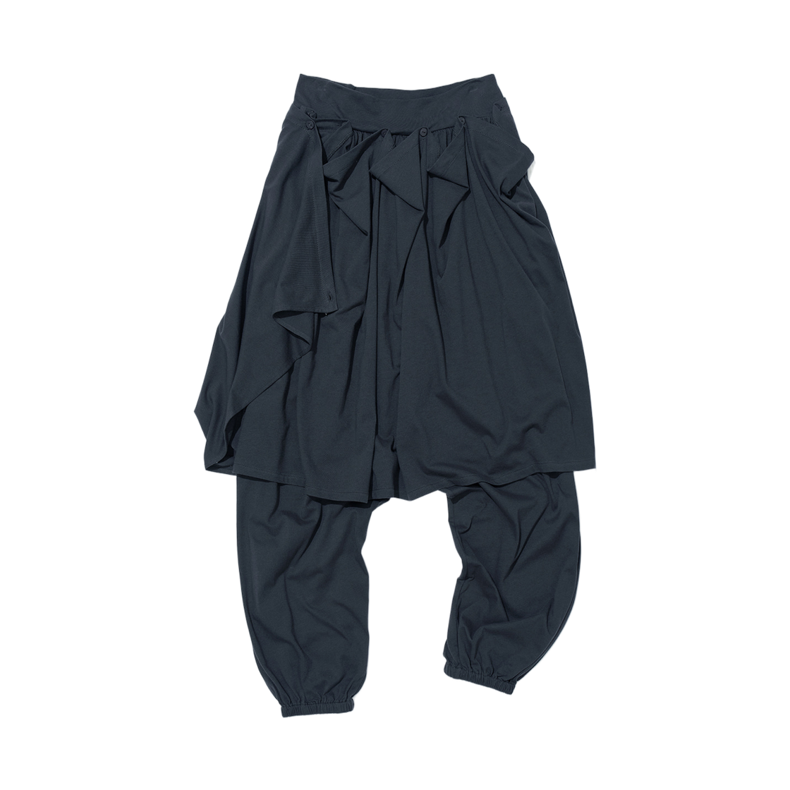 (W) 파르티멘토 PWC 커튼 스커트 레이어드 하렘 팬츠 차콜((W) Partimento PWC Curtain Skirt Layered Harem Pants Charcoal)
