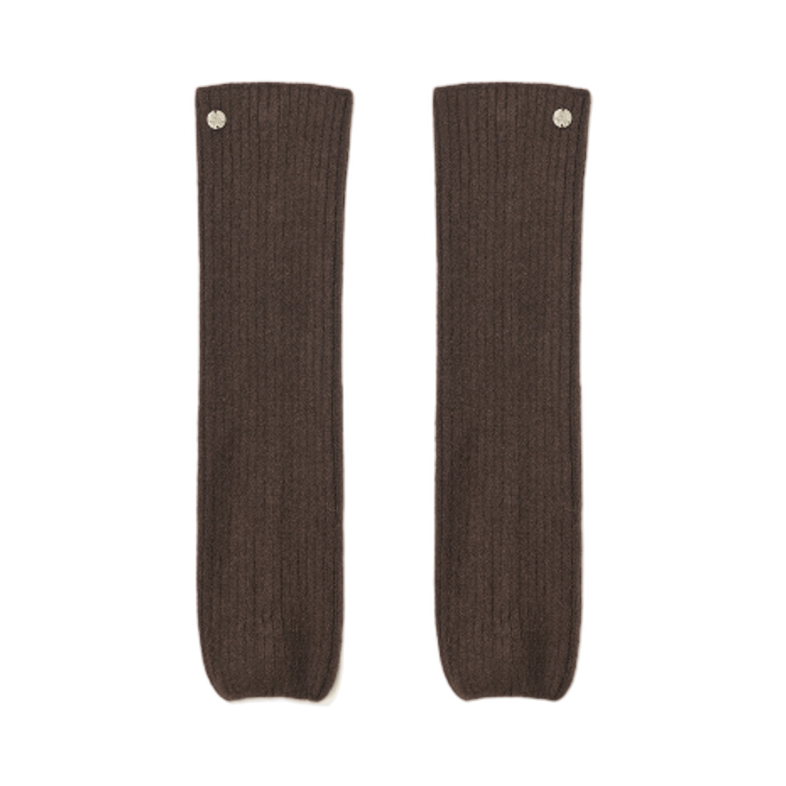 (W) 파르티멘토 버튼 포인티드 립드 레그 워머 브라운((W) Partimento Button Pointed Ribbed Leg Warmer Brown) - 1