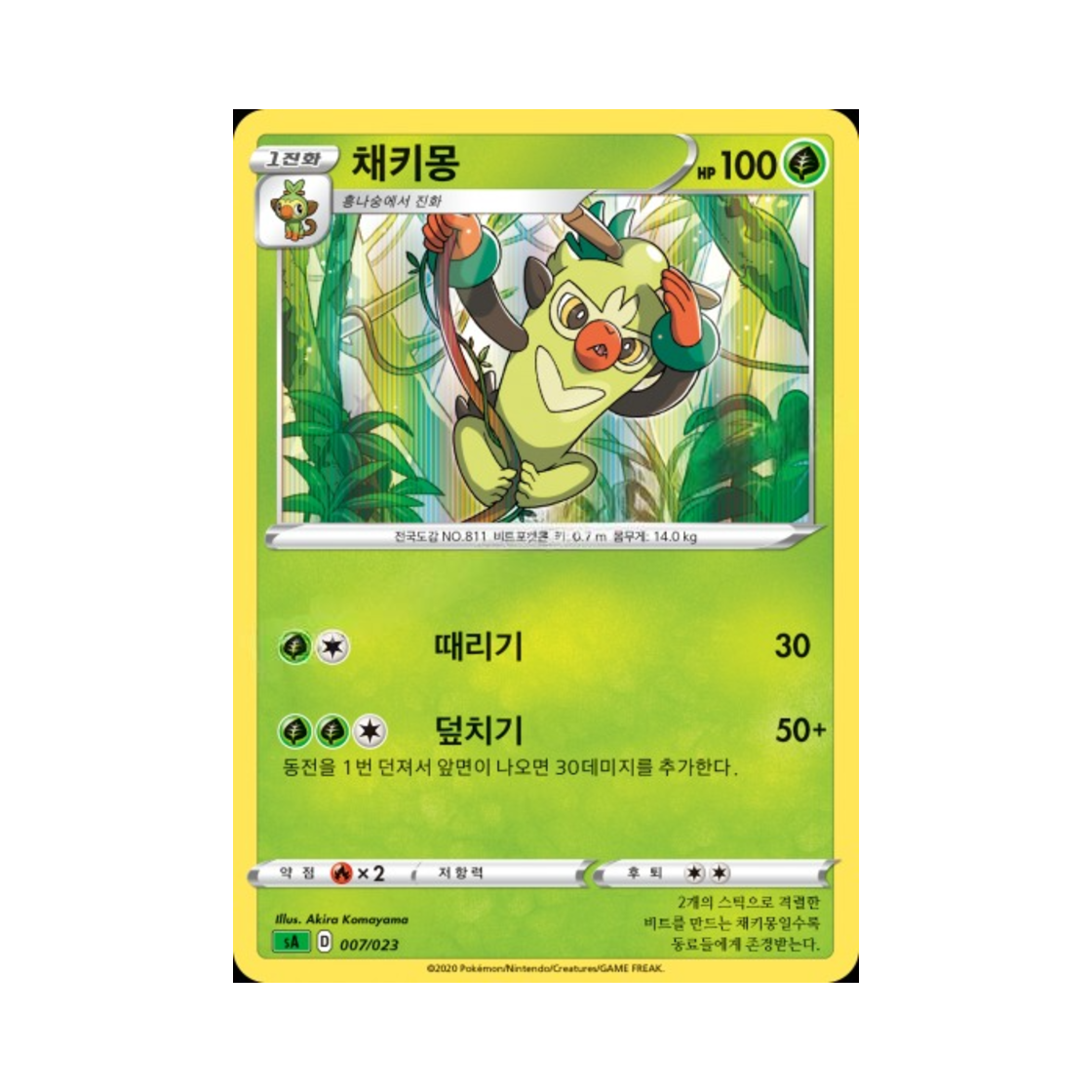 포켓몬 TCG 채키몽 소드&실드 스타터 세트 V 풀 (한글판)(Pokemon TCG Thwackey Sword & Shield Grass Starter Set V (Korean Ver.)) - 1