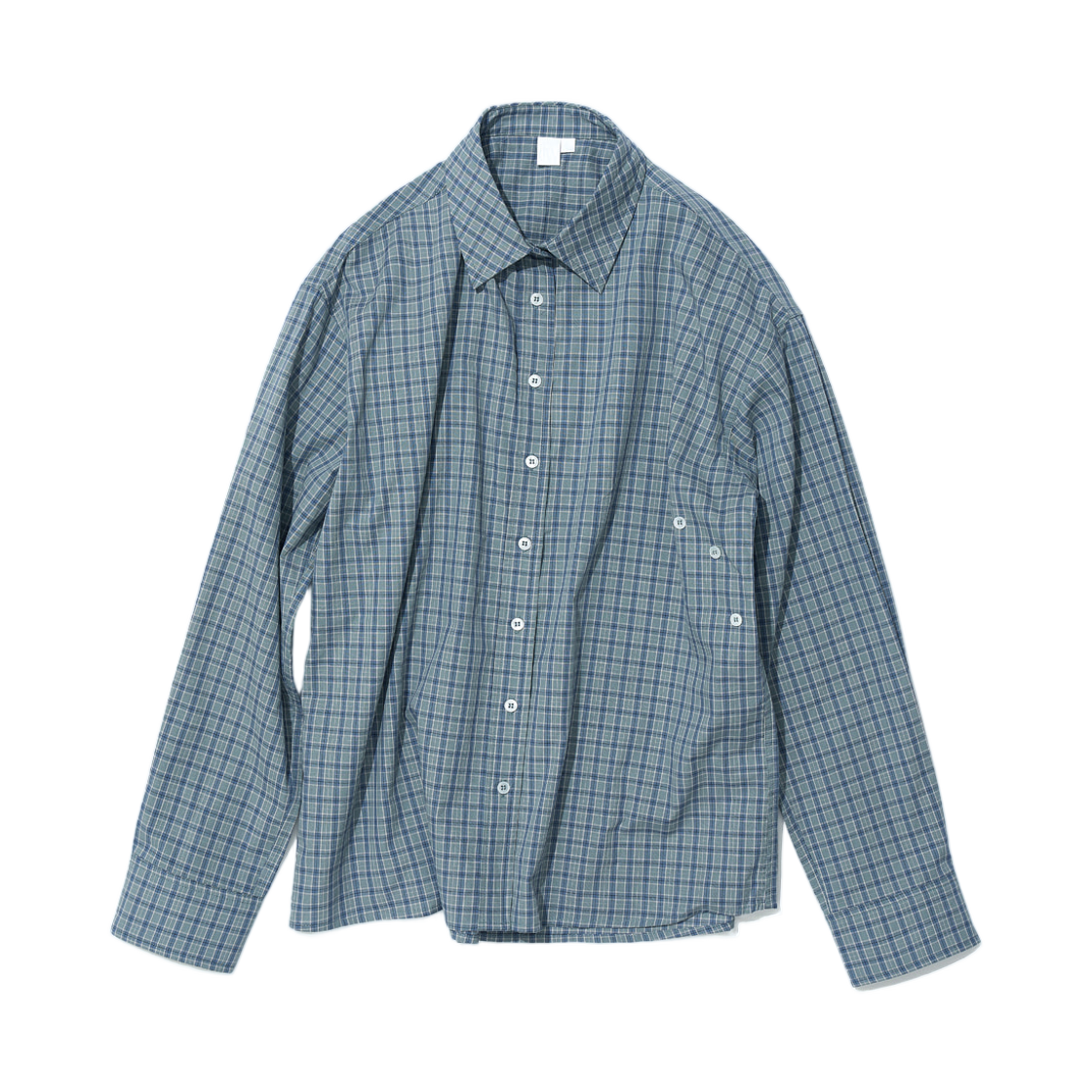 (W) 파르티멘토 PWC 투웨이 어시메트릭 체크 셔츠 더스티 민트((W) Partimento PWC 2Way Asymmetric Check Shirt Dusty Mint) - 1
