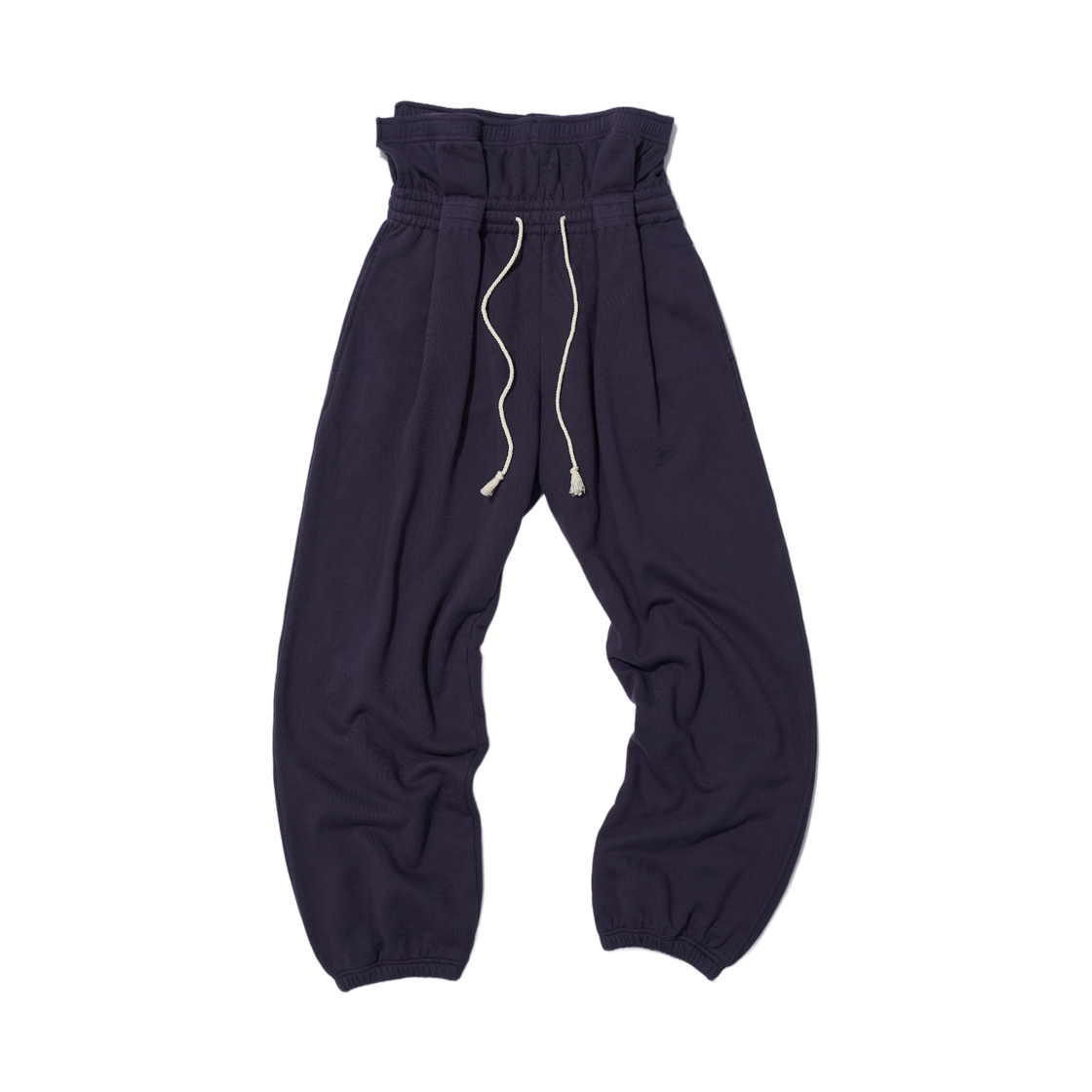 (W) 파르티멘토 폴드오버 웨이스트 플리츠 스웨트팬츠 딥 퍼플((W) Partimento Foldover Waist Pleated Sweatpants Deep Purple)