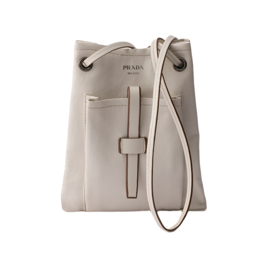 1BH288-2G6R-F0K74 Prada Leather Mini Shoulder Bag Chalk White