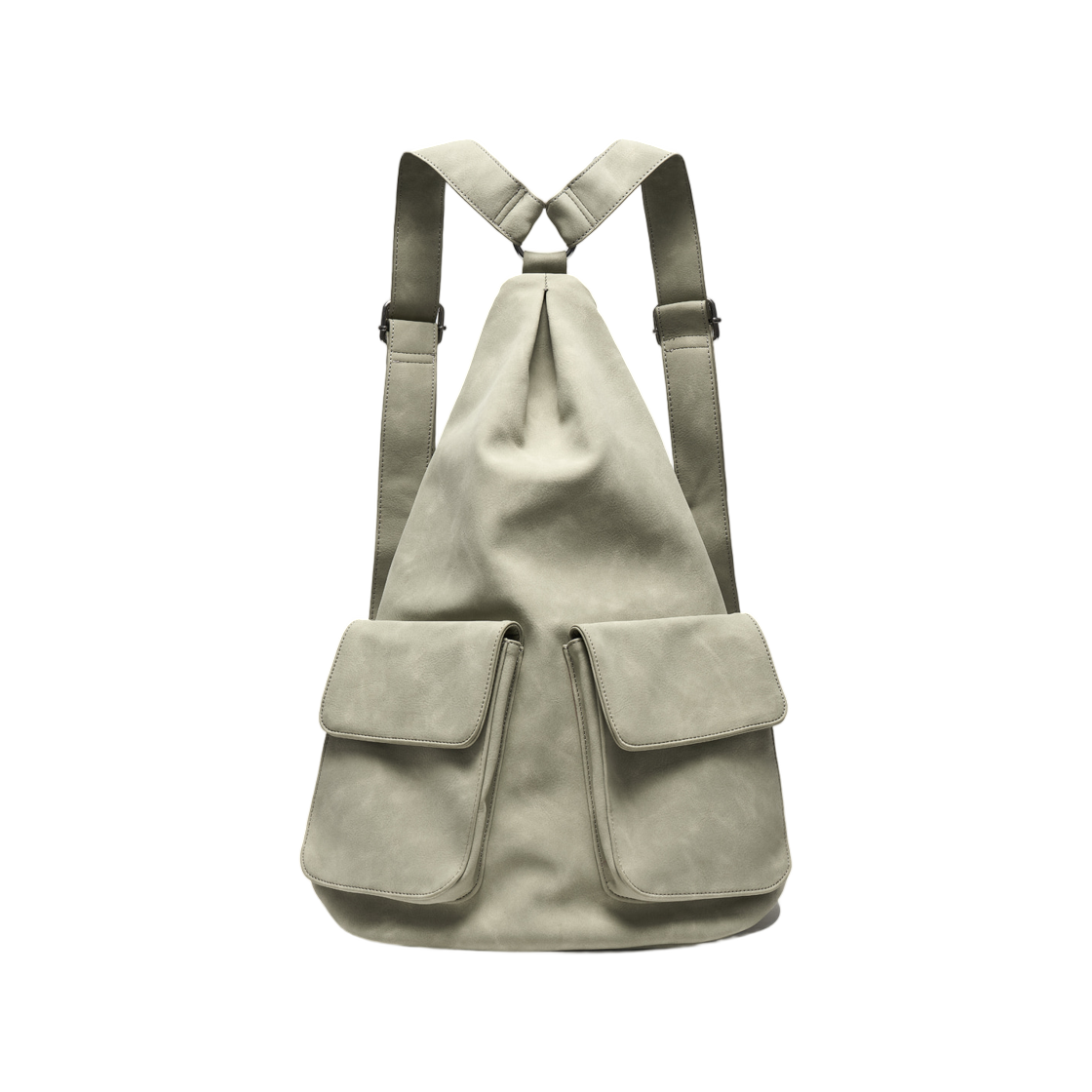 (W) 파르티멘토 멀티웨이 포켓 포우 레더 백팩 민트 그레이((W) Partimento Multiway Pocket Faux Leather Backpack Mint Grey)