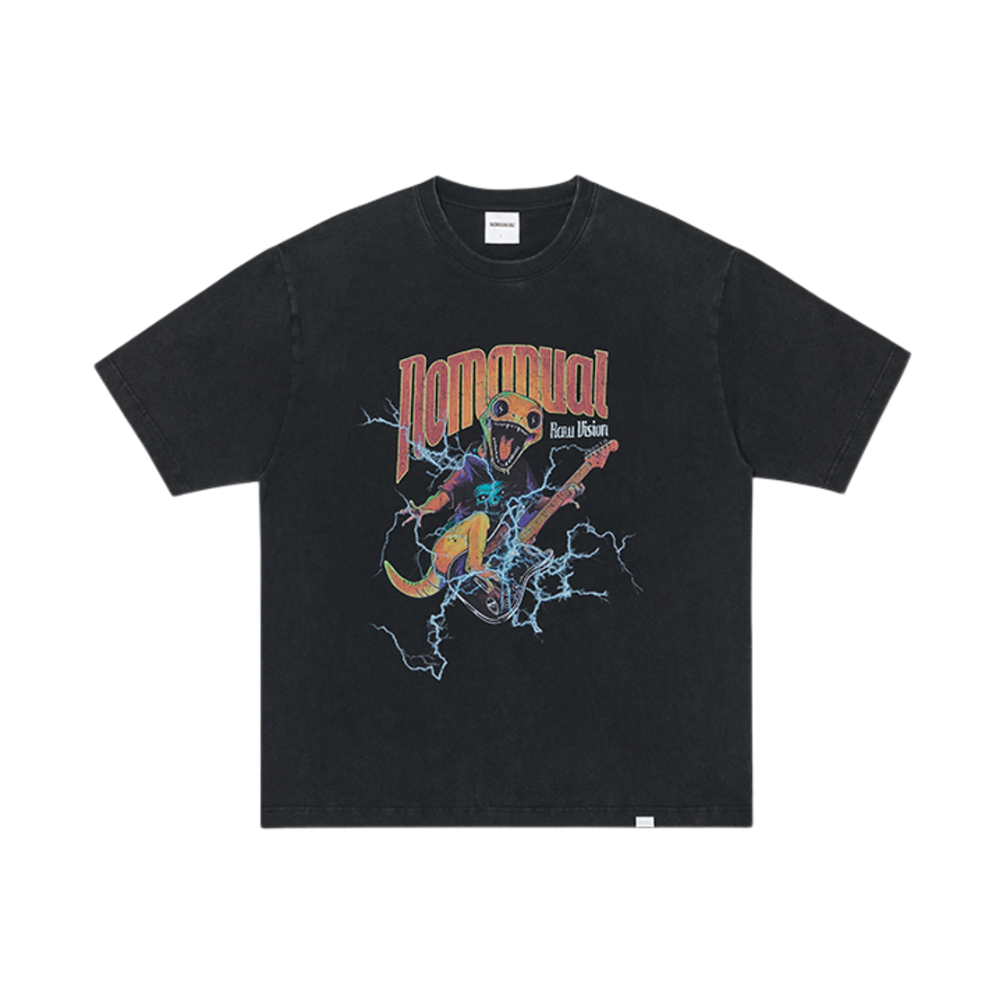 NMSS62TS24WBK NOMANUAL Heavy Metal Gecko T-Shirt Washed Black