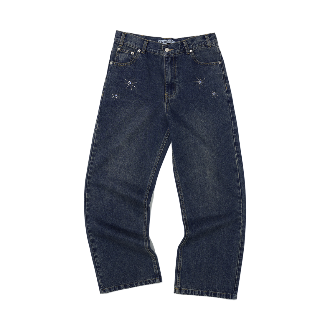 (W) 파르티멘토 잼스톤 와이드 레그 데님 진 다크 블루((W) Partimento Gemstone Wide Leg Denim Jeans Dark Blue) - 1