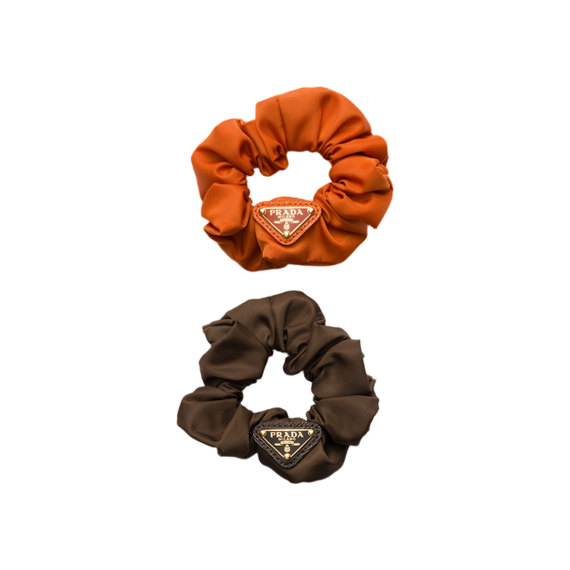 1IF296-2DMI-F05FR (W) Prada Re-Nylon Hair Bands Papaya Burnt Sienna