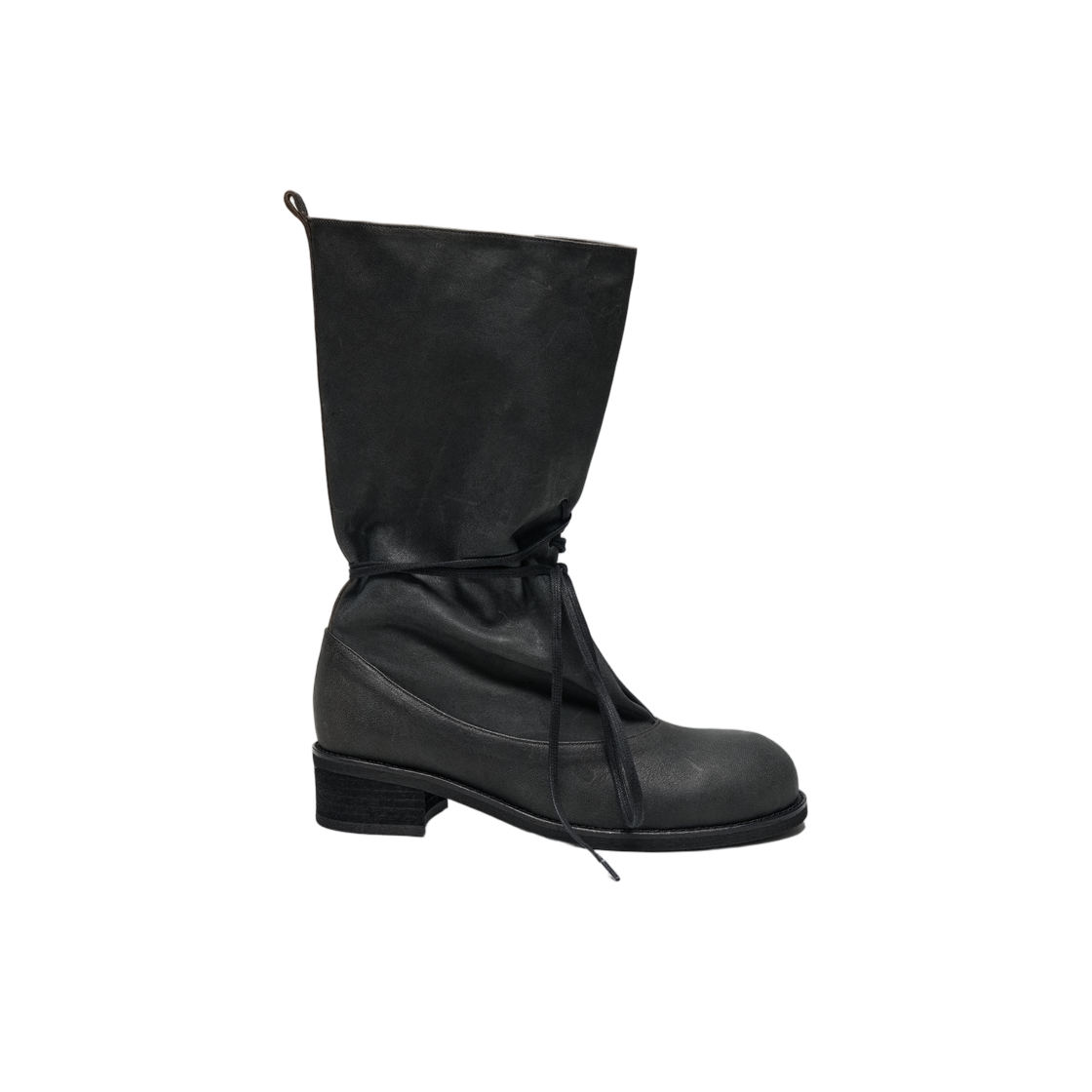 (W) 파르티멘토 러프 레이스 업 슬라우치 부츠 블랙((W) Partimento Rough Lace Up Slouchy Boots Black)