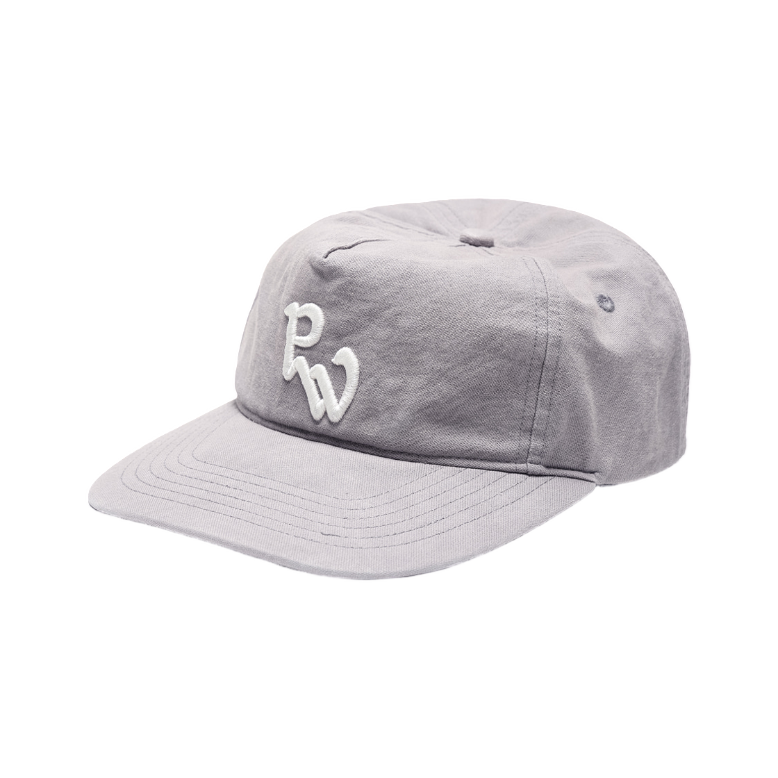 (W) 파르티멘토 워시드 PW 자수 그랜대드 캡 라이트 그레이((W) Partimento Washed PW Embroidered Grandad Cap Light Grey)