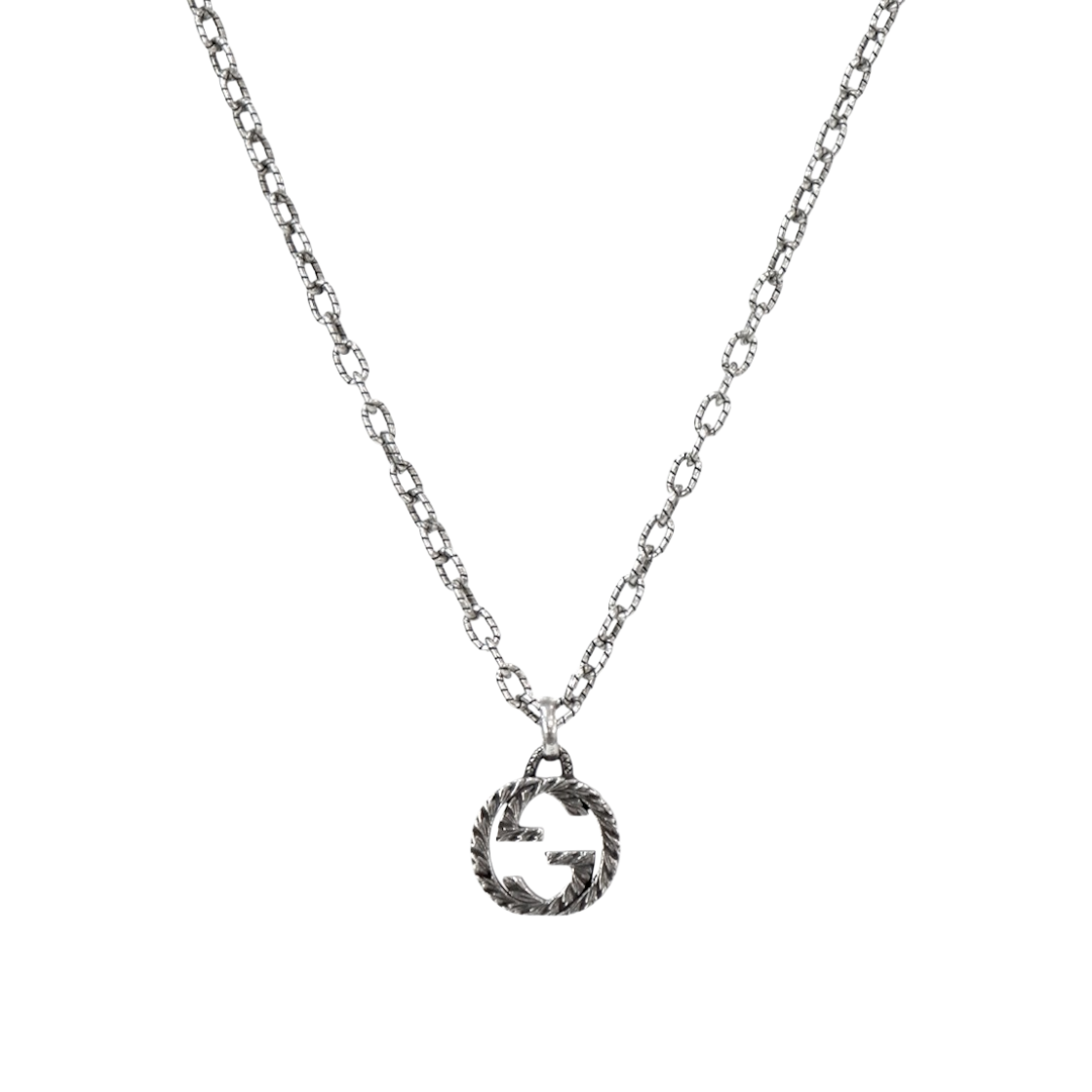 ITJMS353PBEV Gucci Black Interlocking G Silver Necklace C-B55950