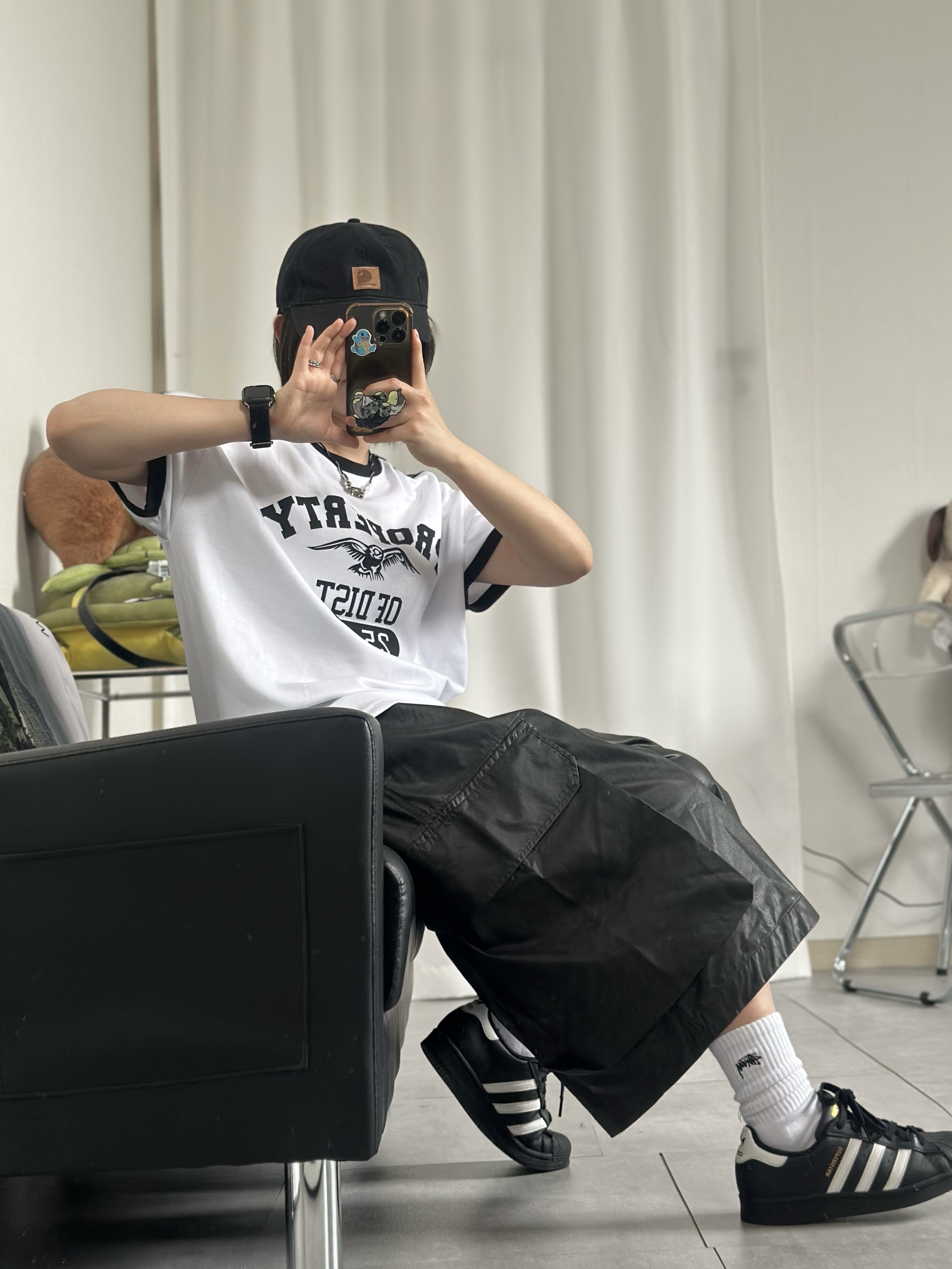 Supreme Pigment Canvas S Logo 6-Panel Black - 23SS, Carhartt Canvas Cap Black 착용 스타일 - 4