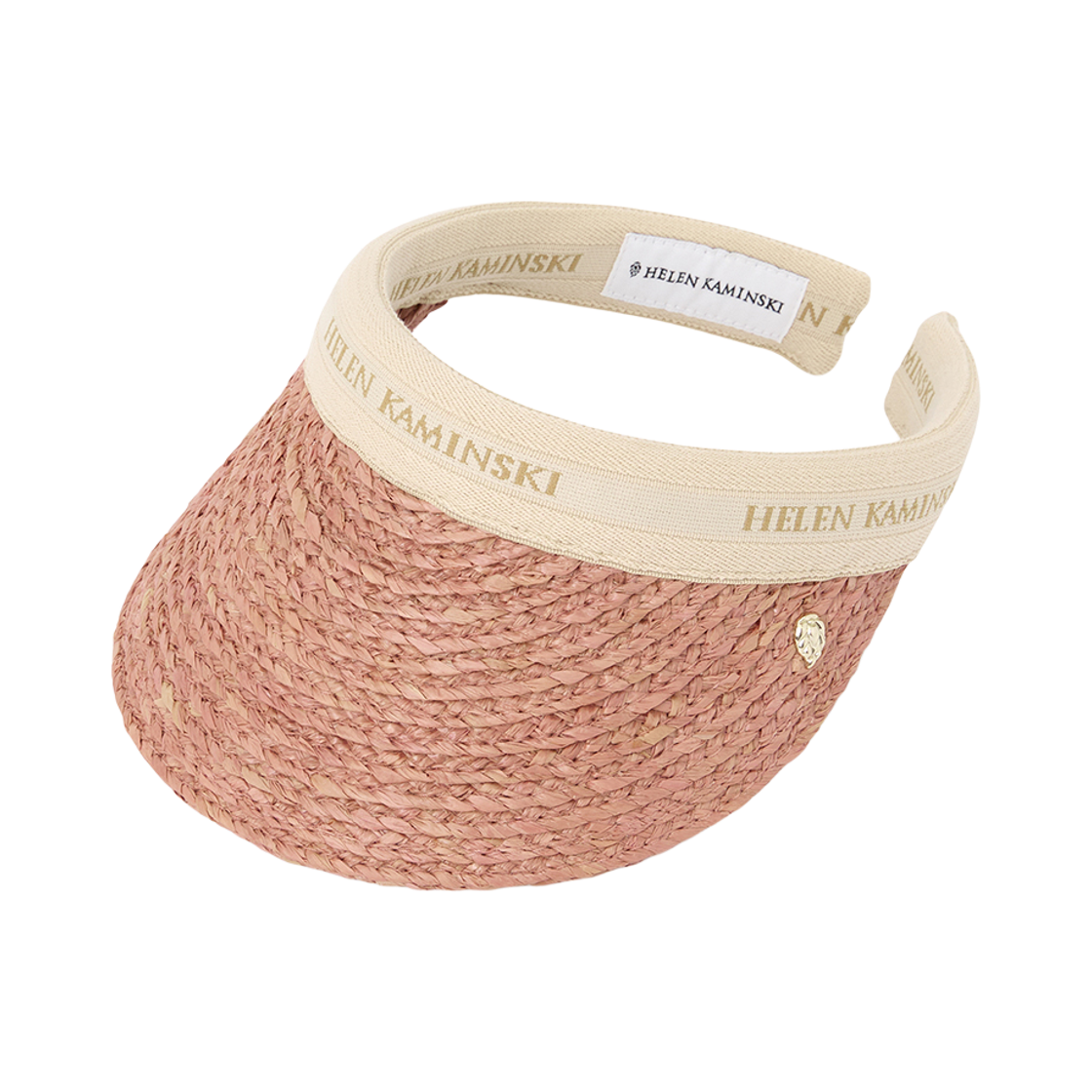 HAT52204 (W) Helen Kaminski Bianca 8 Raffia Logo Visor Petal Natural Logo