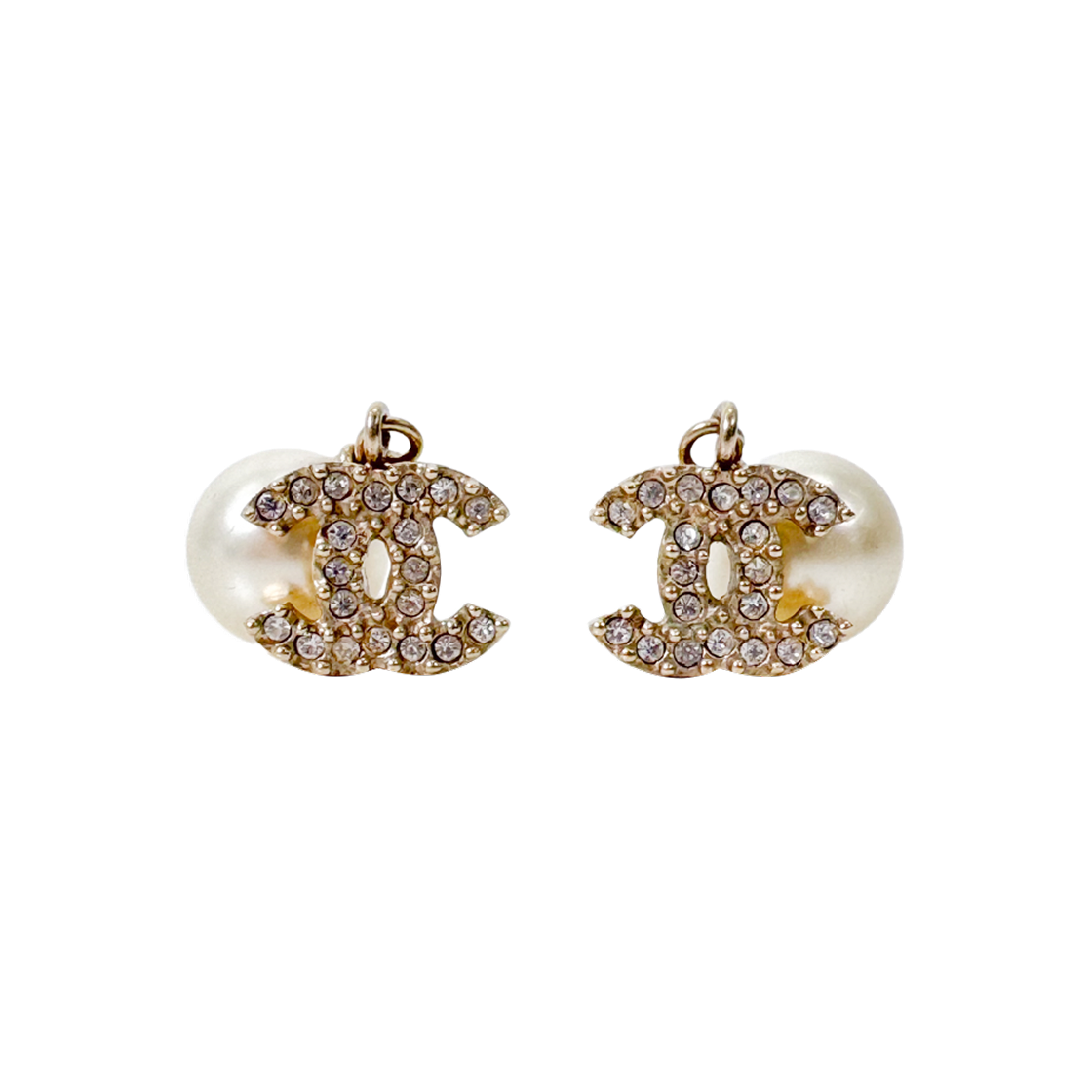 샤넬 여성 CC로고 크리스탈 진주 드롭 귀걸이 이어링 골드 A36138(Chanel Women CC Logo Crystal Pearl Drop Earrings in Gold A36138) - 1