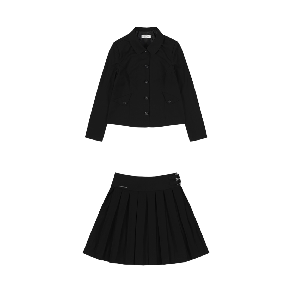 (W) 팬시 클럽 클래식 자켓 앤 플리츠 스커트 블랙((W) Fancy Club Classic Jacket and Pleats Skirt Black)