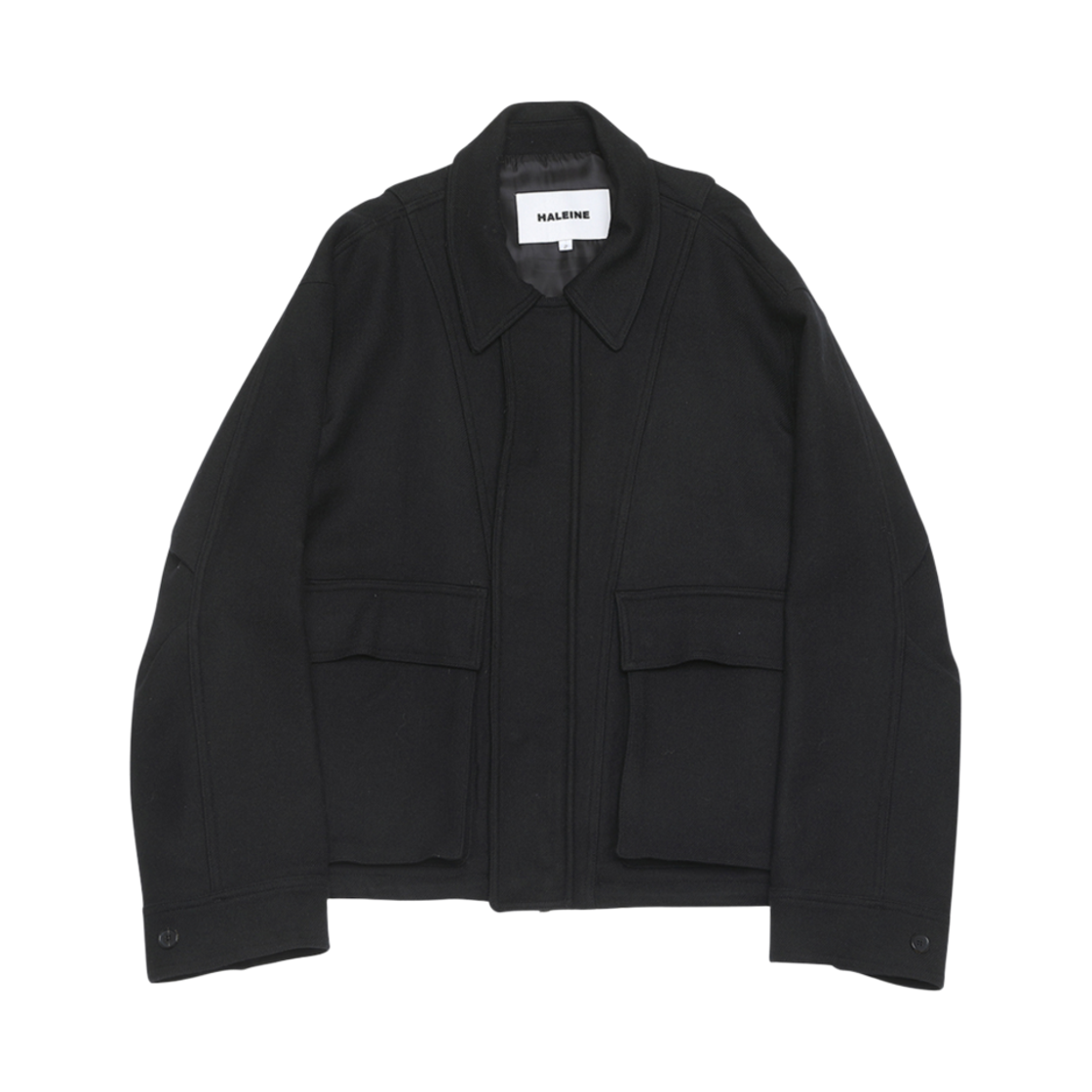 SJ220 Haleine Twill Wool 3D Cargo Pocket Drawstring Blouson Black