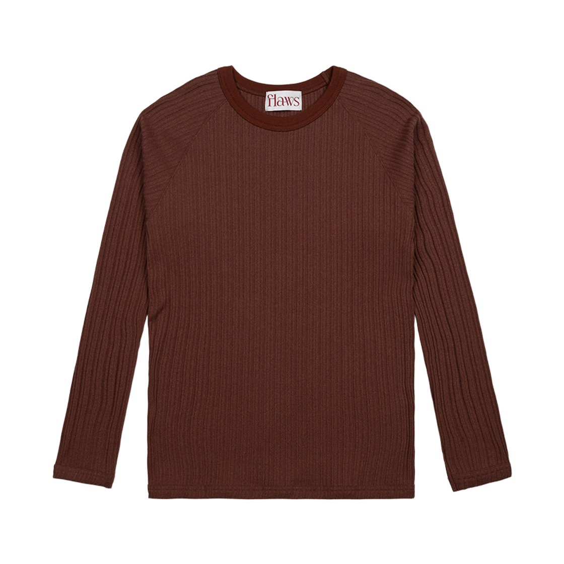 FL2413 Flawsroom Ribbed Slim Long Sleeve Reddsih Brown